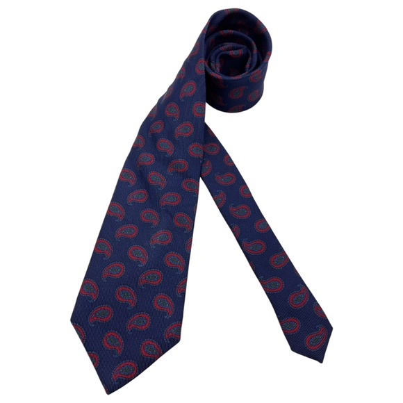 TURNBULL & ASSER Blue/Red Paisley Silk LUXURY Tie HANDMADE ENGLAND - Picture 1 of 4